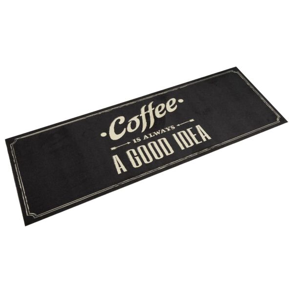vidaXL Kitchen Rug Washable Coffee Text 60x180 cm Velvet