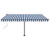 vidaXL Manual Retractable Awning with LED 400x300 cm Blue and White