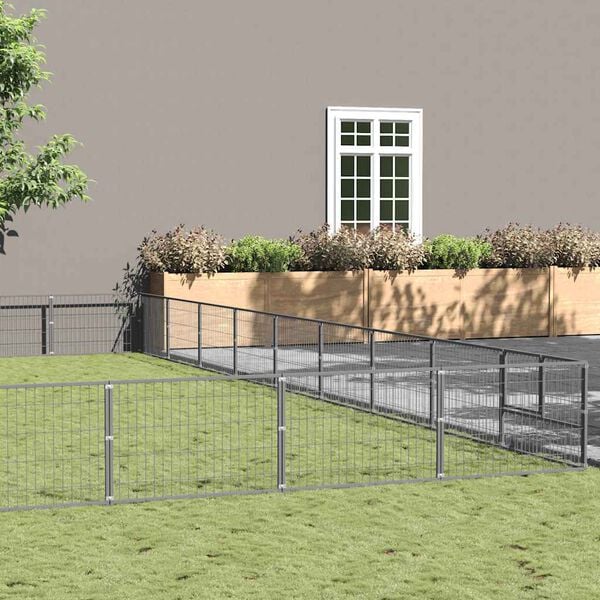 vidaXL Dog Kennel Silver 81 m&sup2; Steel