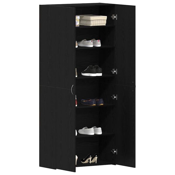 vidaXL Shoe Cabinet with Door Black 80 x 35.5 x 180 cm Engineered wood