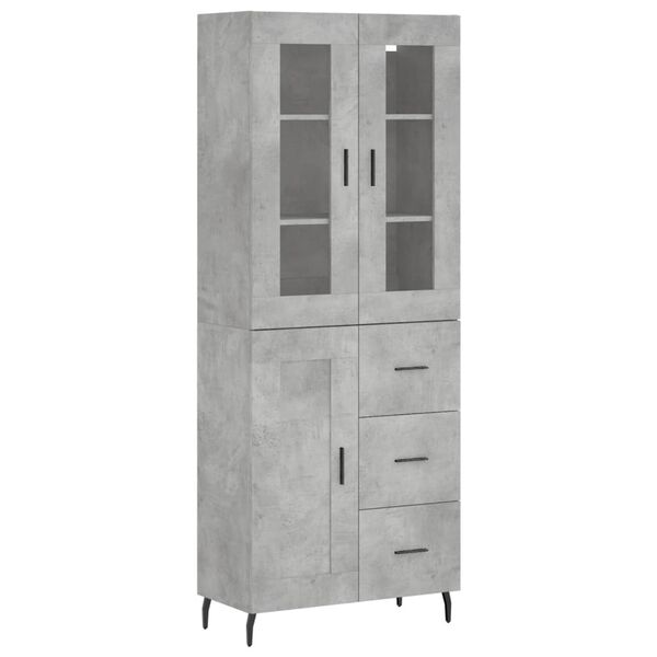 vidaXL Highboard Concrete Grey 69.5x34x180 cm Engineered Wood