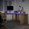 vidaXL Desk with LED Lights Artisian Oak 152x152x91 cm Engineered Wood