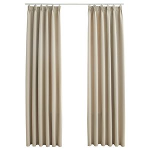 vidaXL Blackout Curtains with Hooks 2 pcs Beige 140x175 cm