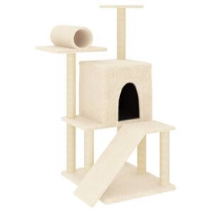 vidaXL Cat Tree with Sisal Scratching Posts Cream 110.5 cm