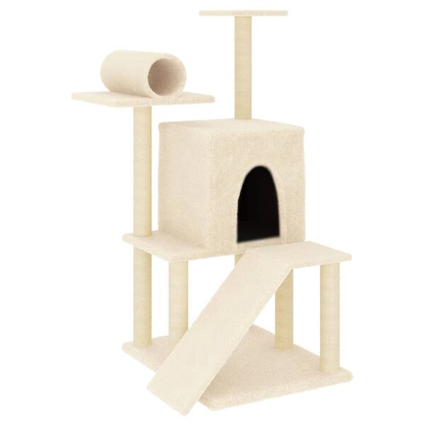vidaXL Cat Tree with Sisal Scratching Posts Cream 110.5 cm