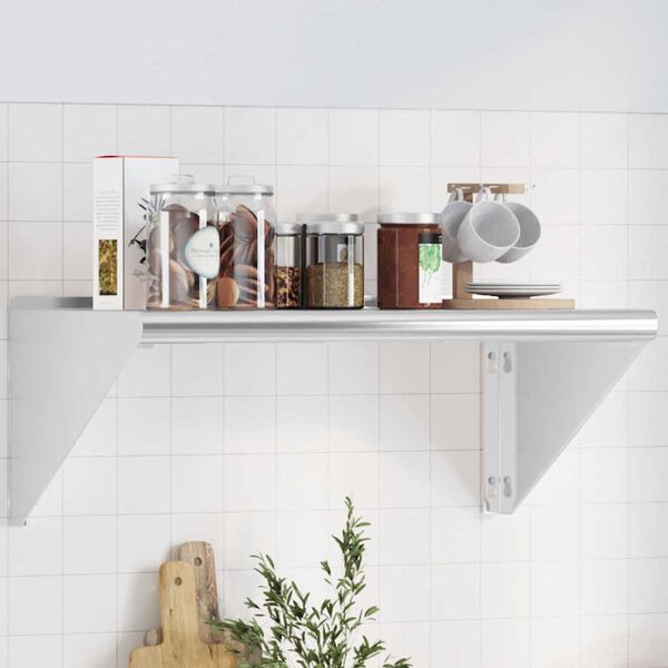 vidaXL Wall Shelf 75x45x31 cm Silver Stainless Steel