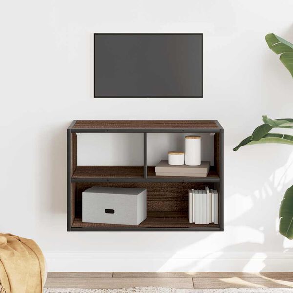 vidaXL TV Cabinet Brown Oak 60x31x39.5 cm Engineered Wood and Metal