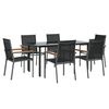 vidaXL 7 Piece Garden Dining Set Black Textilene and Steel