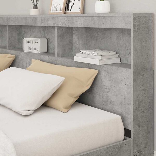 vidaXL Storage Headboard Concrete Grey 200 cm Engineered Wood