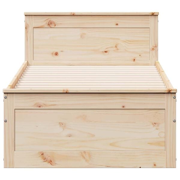 vidaXL Bed Frame without Mattress with Headboard 75x190 cm Small Single Solid Wood Pine