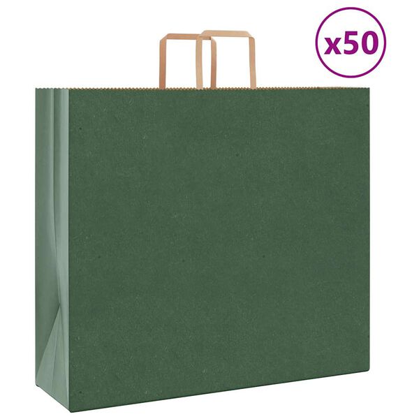 vidaXL Paper Bags 50 pcs with Handles Green 54x15x49 cm