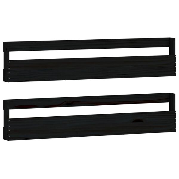 vidaXL Wall-mounted Shoe Racks 2 pcs Black 110x9x23 cm Solid Wood Pine