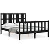 vidaXL Bed Frame without Mattress Black Double Solid Wood Pine