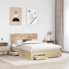 vidaXL Bed Frame with Drawer Sonoma Oak 140 x 200 cm Engineered Wood