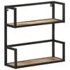 vidaXL Wall Shelf | Natural wood, Black | Rough mango wood, Powder-coated iron