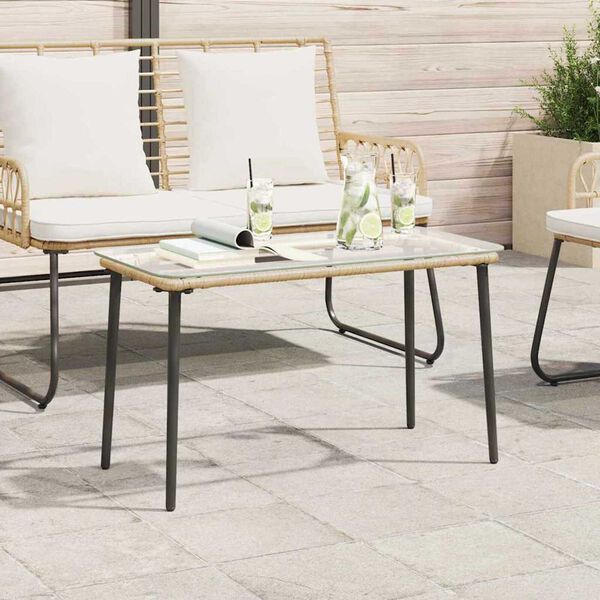 vidaXL Garden Table Natural 80 x 40 x 45.5 cm Poly rattan