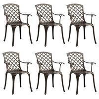 vidaXL Garden Chairs 6 pcs Cast Aluminium Bronze