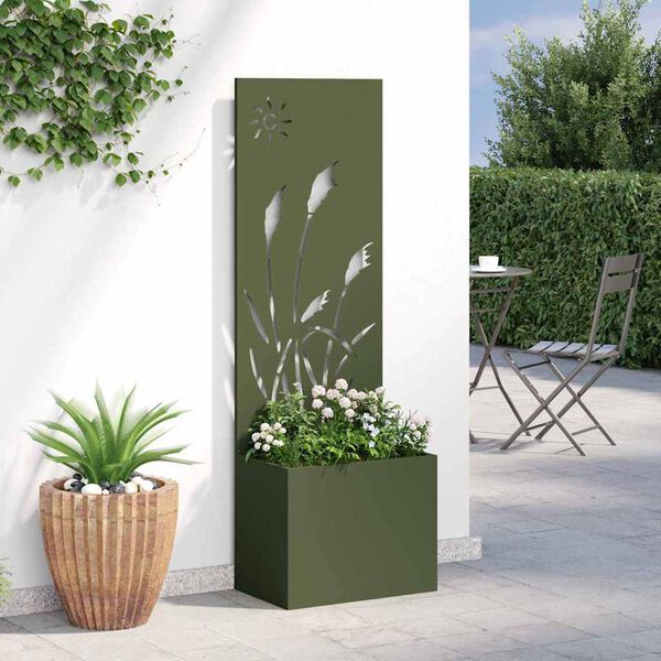 vidaXL Garden Privacy Screen Olive green 50 x 140 cm Cold-rolled steel
