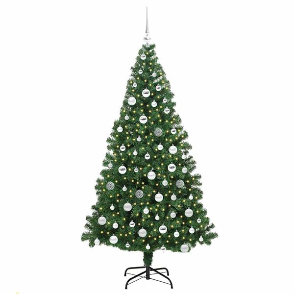 vidaXL Artificial Christmas Tree with 300 LEDs with Stand Green 180 cm