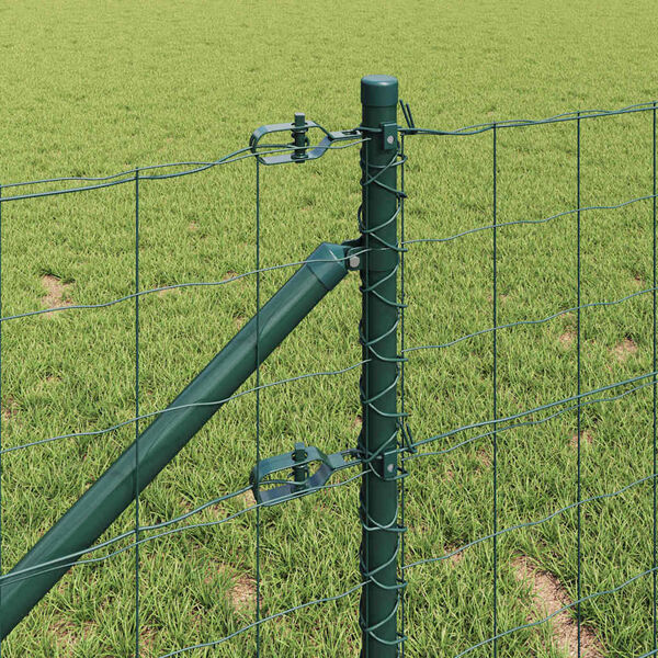 vidaXL Fence with Post Green 0.6 x 10 m Steel and PVC