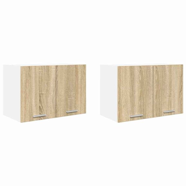 vidaXL Hanging Cabinet 2 pcs Sonoma Oak and White 60 x 31 x 40 cm