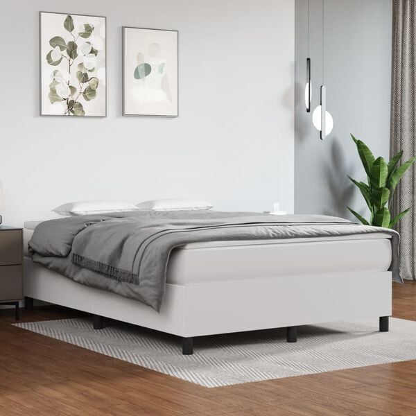 vidaXL Box Spring Bed Frame White Double Faux Leather (UK/IE/FI/NO only)