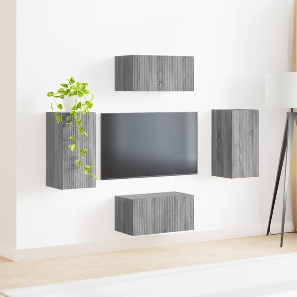 vidaXL TV Cabinet Set 4 pcs Grey Sonoma Engineered Wood