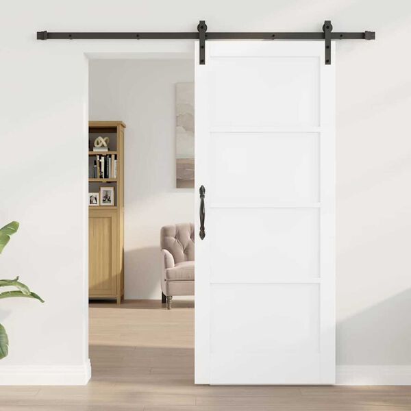 vidaXL Sliding Door White and Black 83 x 202 cm Solid Pine Wood