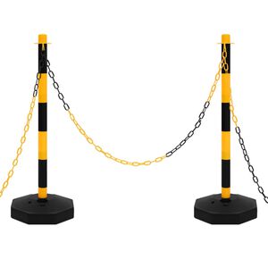 vidaXL Chain Post Set with 10 m Plastic Chain