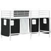 vidaXL Kids'Loft Bed Frame with Curtains White and Black