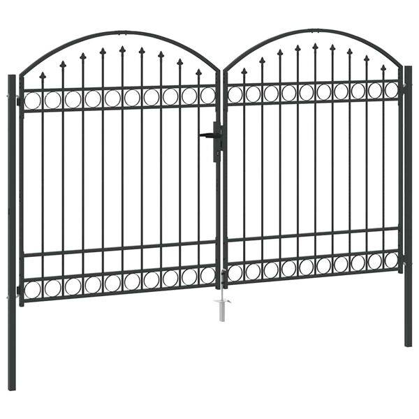 vidaXL Fence gate with Lock Grey 300 x 175 cm Steel