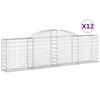 vidaXL Arched Gabion Baskets 12 pcs 300x30x80/100 cm Galvanised Iron