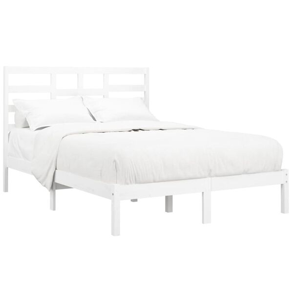 vidaXL Bed Frame without Mattress White Solid Wood 160x200 cm