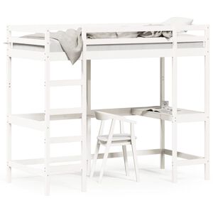vidaXL Loft Bed without Mattress White 100x200 cm Solid Wood Pine