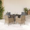 vidaXL 5 Piece Garden Dining Set with Cushions Beige Poly Rattan