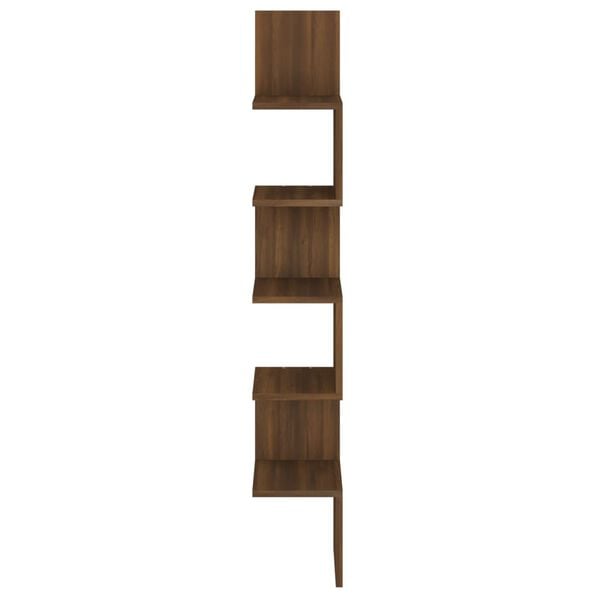 vidaXL Wall Corner Shelf Brown Oak 20x20x127.5 cm Engineered Wood