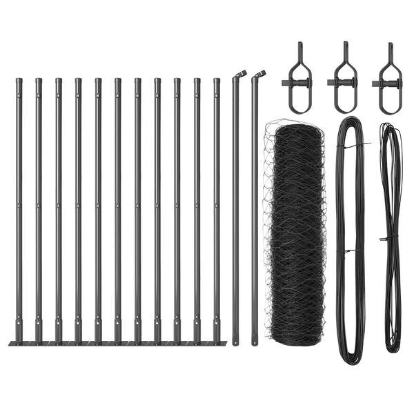 vidaXL Fence Post Grey 25 x 0.4 m (50 mm mesh) Steel and PVC