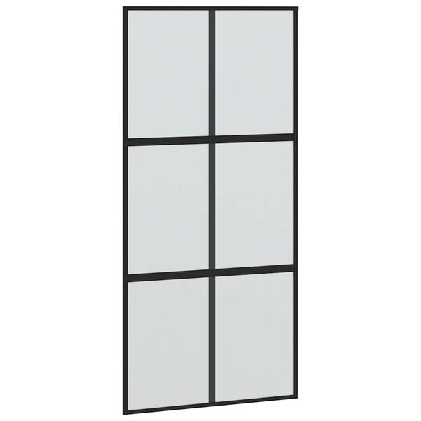 vidaXL Sliding Door Black 102.5x205 cm Tempered Glass and Aluminium