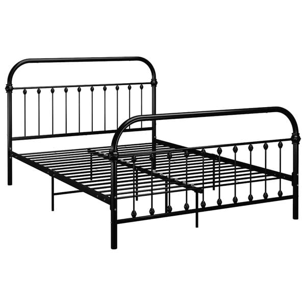 vidaXL Bed Frame without Mattress with Headboard Black 140x200 cm Metal