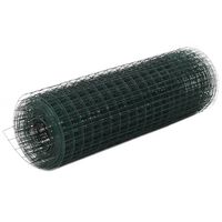 vidaXL Chicken Wire Fence Steel with PVC Coating 25x0.5 m Green