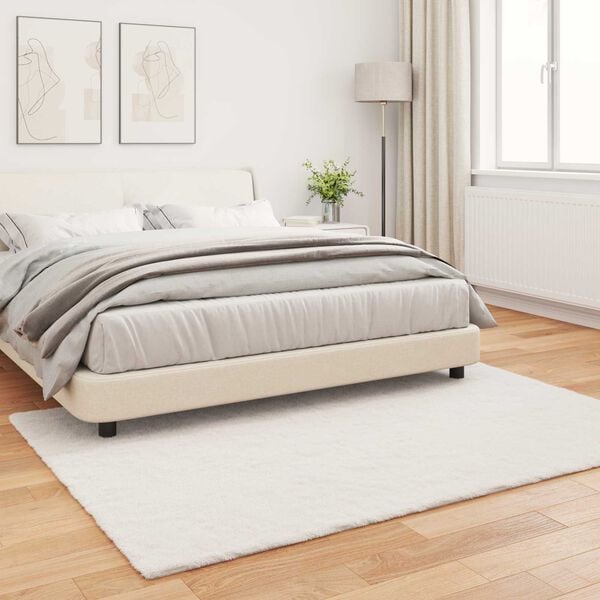 vidaXL Faux Rabbit Fur Rug Olite Cream 140 x 200 cm Polyester