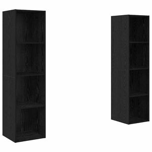 vidaXL TV Cabinet Set 2 pcs Black 37 x 37 x 142.5 cm Engineered Wood
