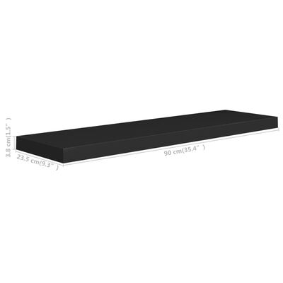 vidaXL Floating Wall Shelf Black 90x23.5x3.8 cm MDF