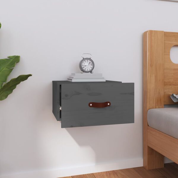 vidaXL Wall-mounted Bedside Cabinet Grey 40x29.5x22 cm