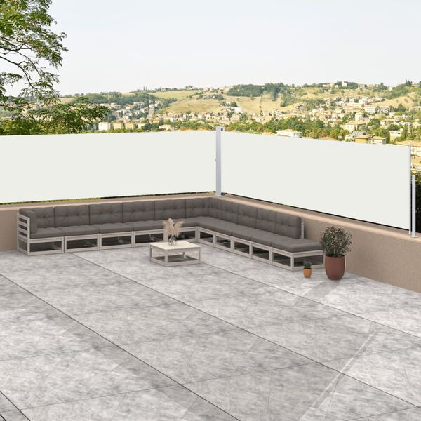 vidaXL Retractable Side Awning Cream 100x1000 cm