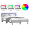 vidaXL Bed Frame with LED without Mattress Concrete Grey 135x190 cm Double
