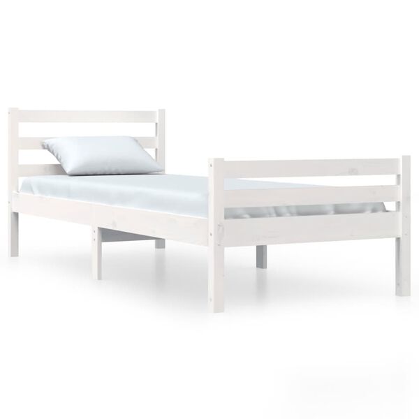 vidaXL Bed Frame without Mattress White Solid Wood 100x200 cm