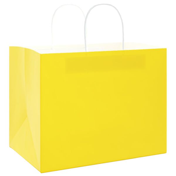 vidaXL Paper Bags 250 pcs with Handles Yellow 32x22x24 cm