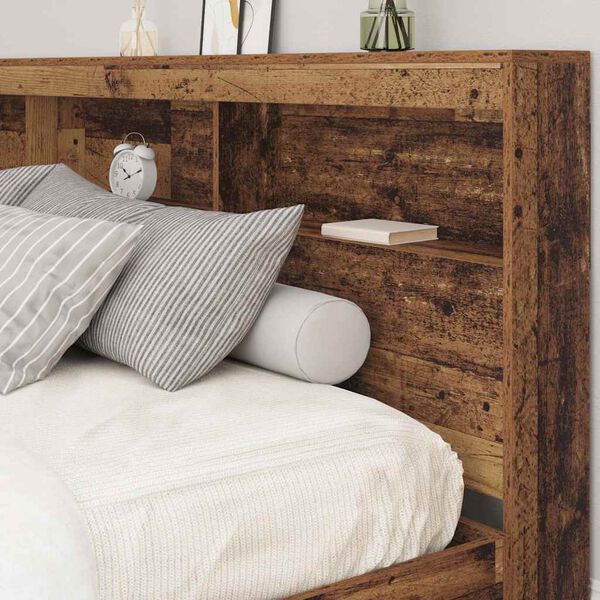 vidaXL Storage Headboard with Shelf Old Wood 200 cm Engineered Wood
