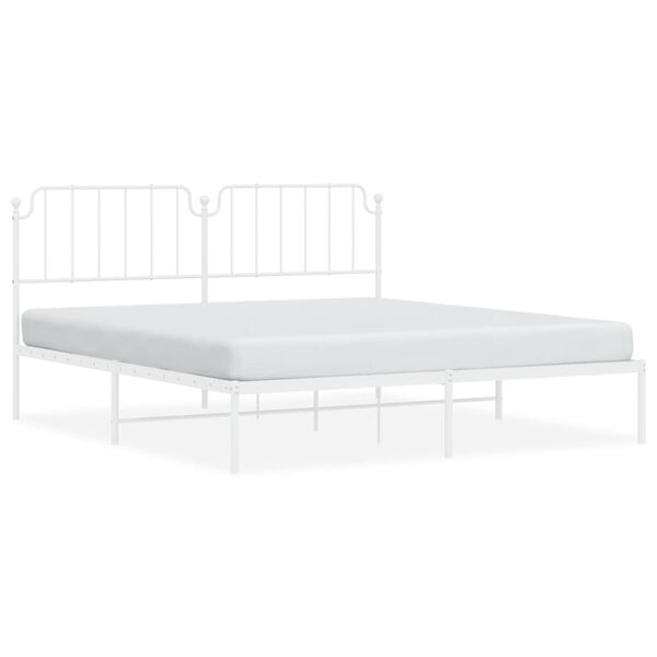 vidaXL Metal Bed Frame without Mattress with Headboard White 160x200cm